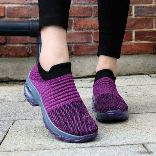 Air Cushion Sport Shoes Women Shoes Sneakers Wedge Platforms Height Increasing 5CM Black Breathable Sock Footwear Zapatos Mujer