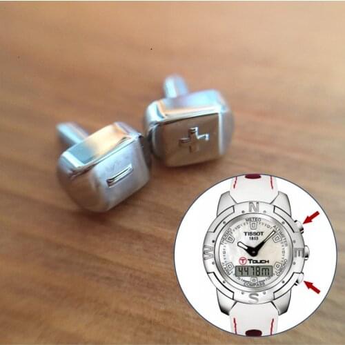 Steel "+""-" pusher button for TS Tissot Touch Collection T33 quartz watch parts tools