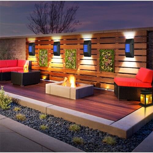 2PCS 6LEDs Outdoor Solar Light Garden Corridor Fence Landscape Wall Lamp White/Warm Light Swimming Pool Courtyard Home Lighting