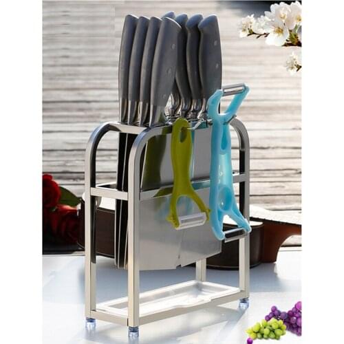 304 Stainless Steel Universal Knife Holder Silver BPA-free With Hook Up Corkscrew Cutlery Storage Rack Kitchen Knife Block