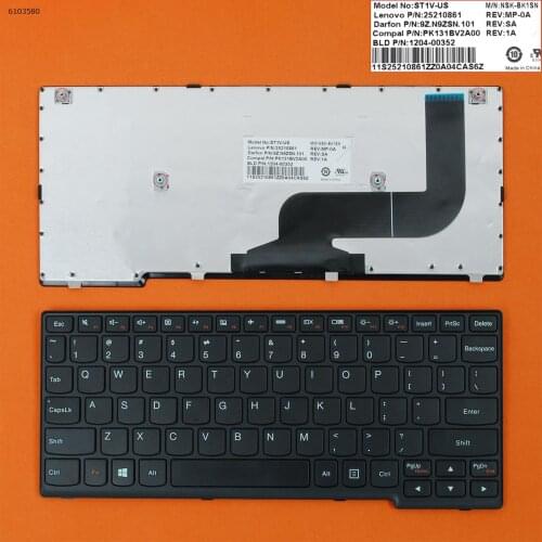 US QWERTY New Replacement Keyboard for Lenovo Yoga 11S Laptop Black with Frame