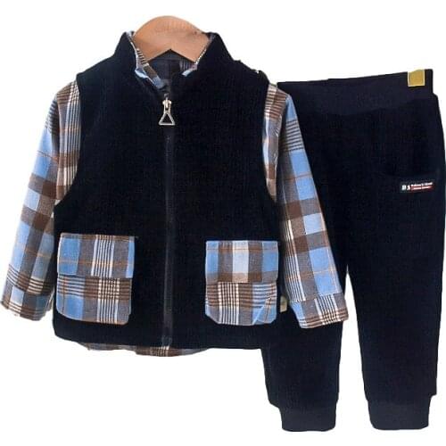 Spring Autumn Kid Costume Children Turtleneck Vest Shirt Pants3Pcs/sets Toddler Fashion Clothes Boy Baby Girl Casual Sport Suits