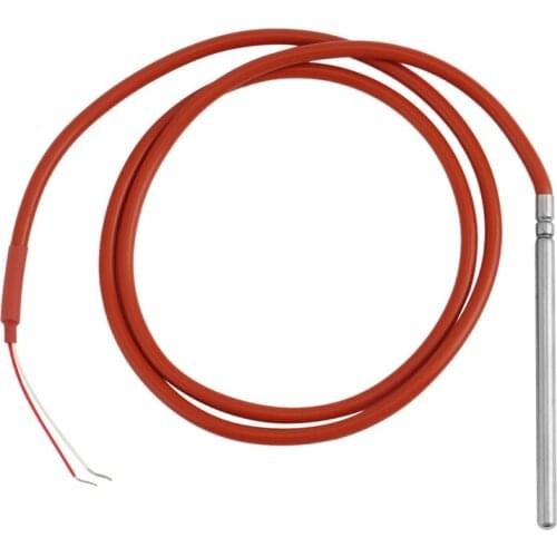Waterproof PT1000 Temperature Sensor -40-200C Probe DIA 6mm Insert Length 100mm Heat Resistant 2 Wire 1M Silicone Cable