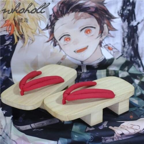 WHOHOLL Retro Japanese Wooden Clogs Cosplay Shoes Flip Flops Geta Man Women Slipper Summer slides Indoor Slippers
