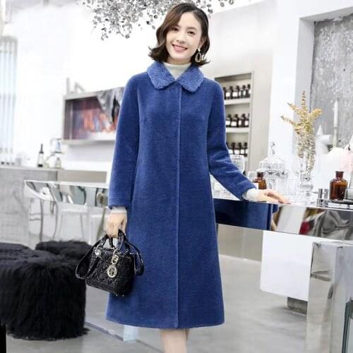 Women 2021 Winter New Fahion Real Lamb Fur Jackets Female Genuine Granular Sheep Shearing Overcoats Ladies Long Warm Coats U623
