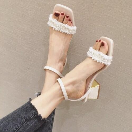 Women Sandals Large size small fresh bow cross with open-toed female sandal water drill hollow new thick Fat Block Lower Heels