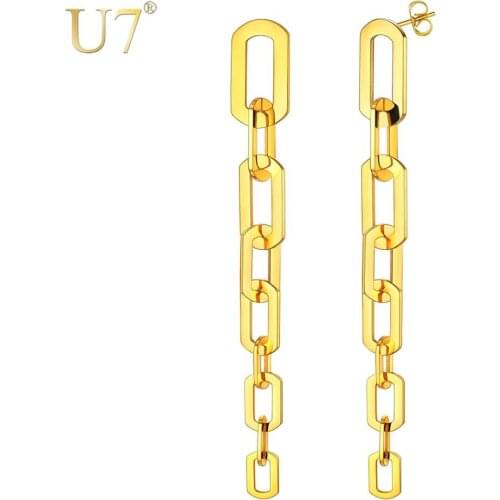 U7 Hiphop Ear Chain Link Long Drop Dangle Earrings for Women Statement Minimalist Charms Jewelry Gifts Elegant Earrings E1022