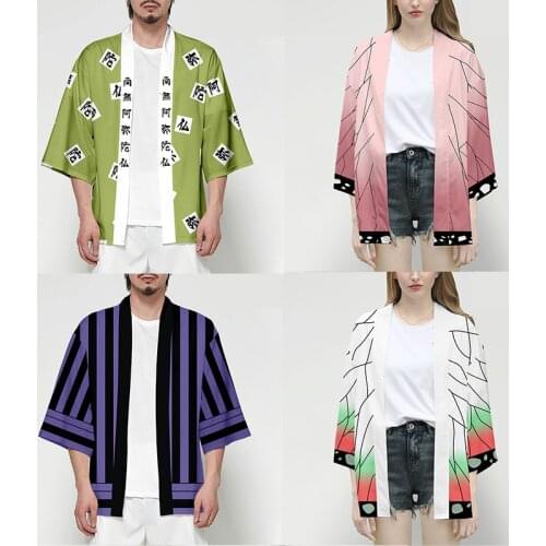 Anime Demon Slayer Kimetsu No Yaiba Tanjiro Kamado Nezuko Cosplay Costume Women Kimono Jackets Halloween Costumes For Men CS027