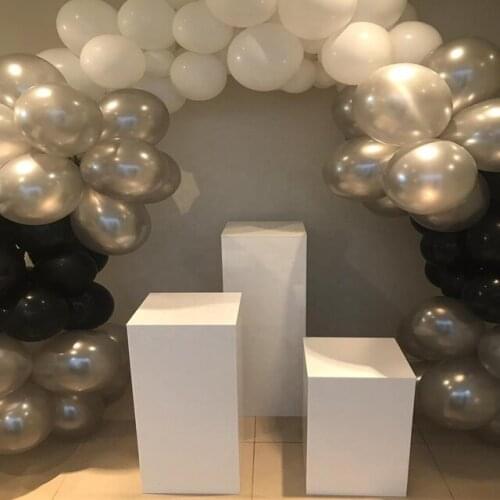 1 circle and 3 plinth ) Wholesale Customized White Round mental Plinth Wedding Display Stand For Wedding backdrop yudao275