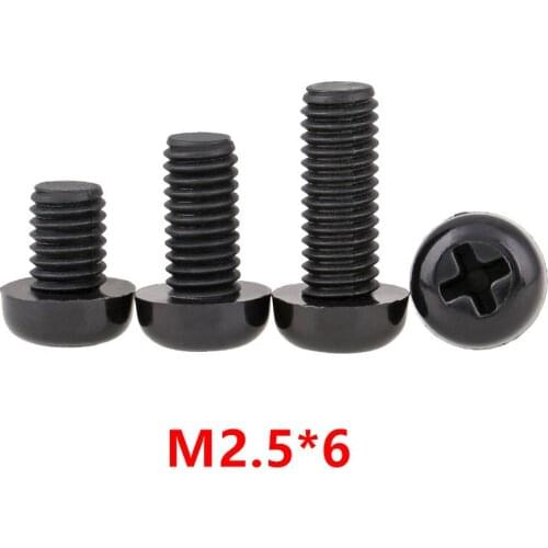 1000pcs M2.5*6 White Black Plastic Nylon Round Pan Phillips Head Machine Screw Bolts M2.5 Nylon Hex Nuts