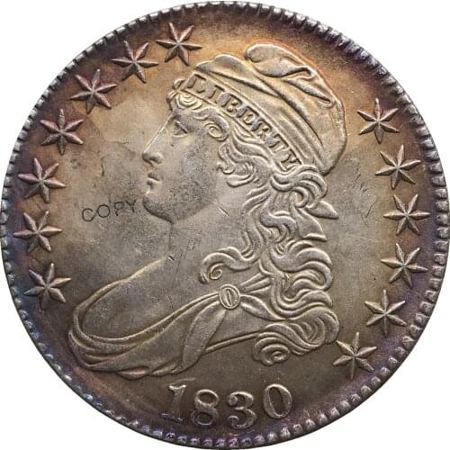 1830 United States 50 Cents ½ Dollar Liberty Eagle Capped Bust Half Dollar Cupronickel Plated Silver White Copy Coin