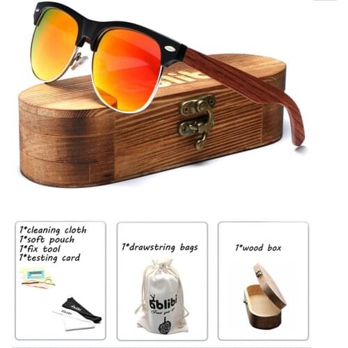 2019 New Arrival Wood Sunglasses,Ablibi Handmade Semi Rimless Polarized Wooden Sunglasses Women Drop Shipping