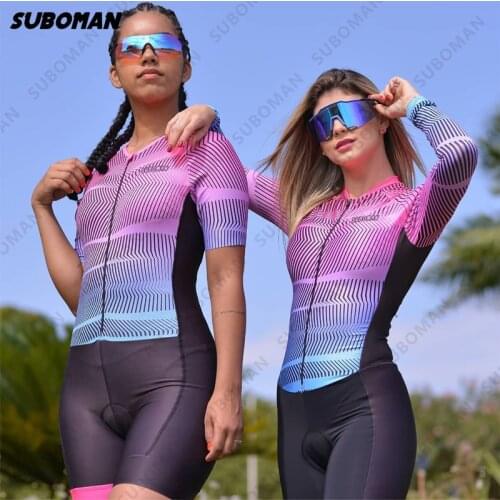 2021 suboman Summer New Womens Sweatshirt Suit long short sleeve bike Jersey One Piece Jumpsuit Macaquinho Ciclismo Feminino