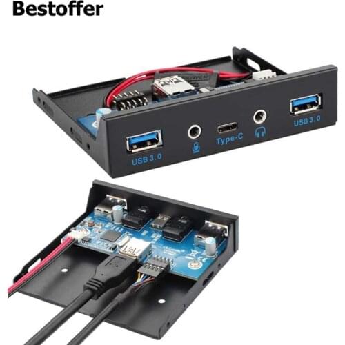 3.5" USB3.1 Type-C + 2 Ports USB 3.0 + Audio + Mic Floppy Drive Front Panel Free Shipping