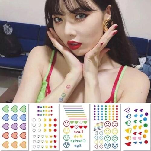 30pcs/set temporary tattoo sticker girls kids rainbow flower tattoo love waterproof small hand tatoo fake face body stickers lot