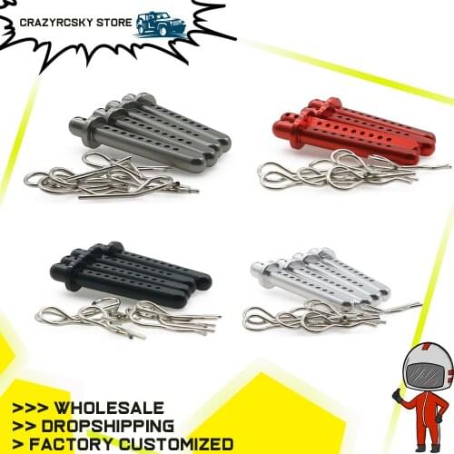 4Pcs Anodized Red Alloy Body Post w/8x Body Clips For Rc Hobby Model Car 1:10 Hpi Venture Fj Cruiser Crawler