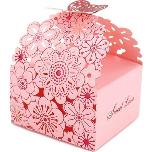 50 Pieces Candy Box Paper Hollow Gift Box Biscuit Pie Chocolate Box Wedding Bridal Birthday Party Decoration Gift Supplies