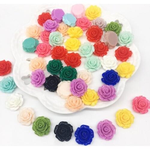 50PCS multicolor Flower flatback Resin Cabochons Scrapbook Craft 20mm DIY Embellishments decor Headwear Phone Case Accessories