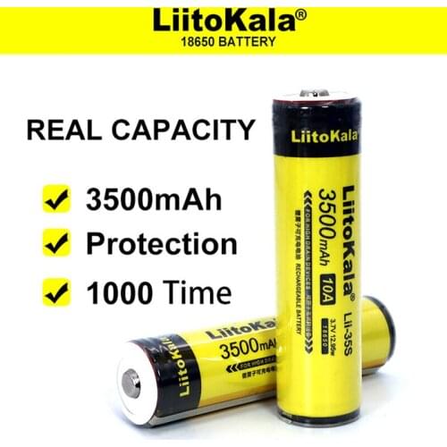 8-40pcs Liitokala Lii-35S Protected 18650 3400mAh Rechargeable Li-lon battery with 2MOS PCB 3.7V For Flashlight