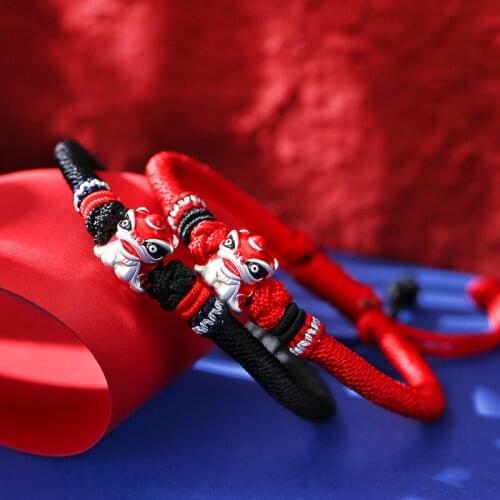 925 Sterling Silver Little Lion Tibetan Buddhist Knots Adjustable Charm Bracelet For Women Men Lucky Rope Bracelets