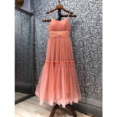 Ball Gown Long Dress 2021 Summer Wedding Party Women Spaghetti Strap Sexy Tulle Mesh Patchwork Sleeveless Long Party Maxi Dress