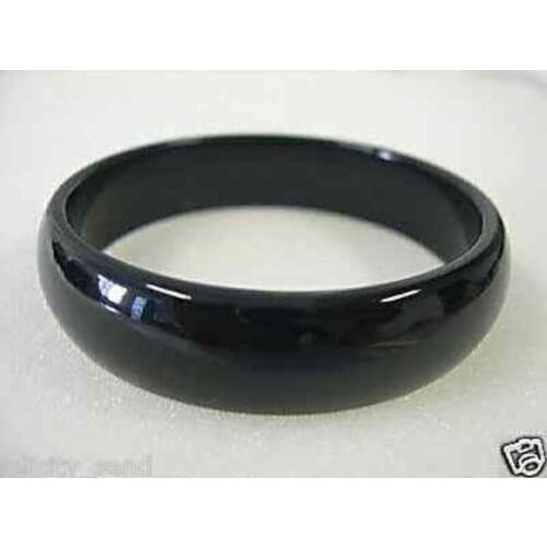 FREE SHIPPING>>>@@ Stunning chinese real black stone bangle bracelet 7.5"