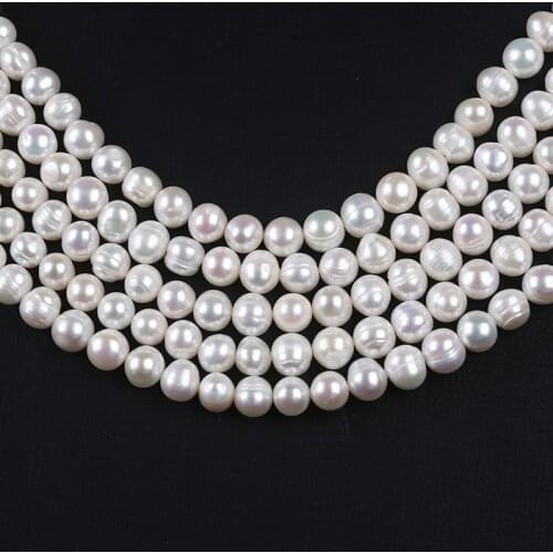 7-8mm White Color Potato Shape Natural Freshwater Pearl Bead Strand For Jewelry Making