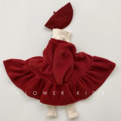 Korean childrens clothing 2020 winter new girls' Christmas New Year Princess thick little red dress kids dress