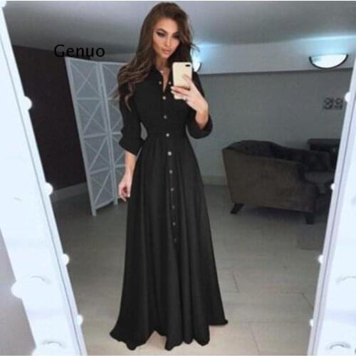 Long Sleeve Dress Solid Beach Vintage Maxi Dresses Boho Casual Belt Lace Up Tunic Button Casual Plus Size Dress
