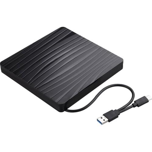 CD/DVD Player USB3.0+Type-C Dual-port Portable External Optical Drive Ultra-thin External DVD-ROM Drive for Windows/Mac OS