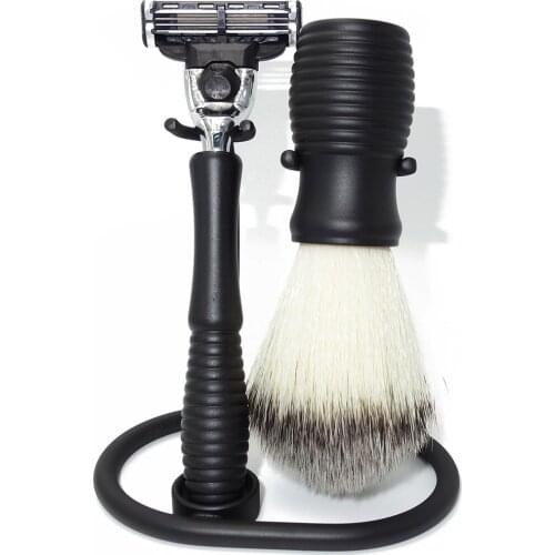 WLONG Shaver Kit Mach 3 Safety Razor Beard Shaving Accessories Tools with Synthetic Facial Cleaning Brush Men Gift Set
