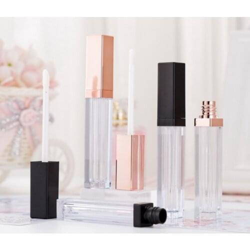 5ML Lips Gloss Containers Bottle Empty Square LipGloss Tube Makeup Lip Oil Container Plastic Tubes Black Rose Gold