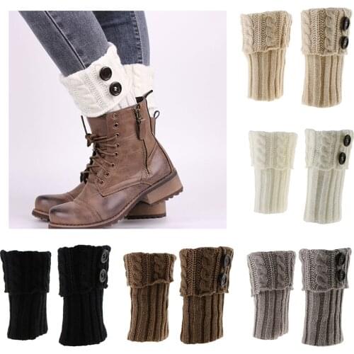 Short Women Crochet Boot Cuffs Winter Cable Knitted Leg Warmers