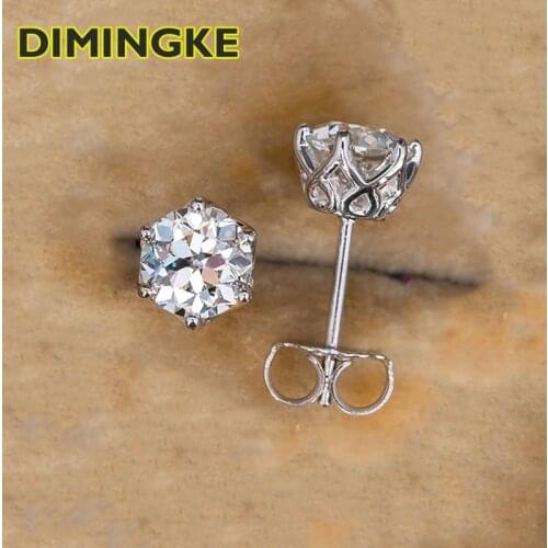 DIMINGKE 1CT D Color Real Moissanite Flower Bud Earrings S925 Sterling Silver Women Party Memorial Jewelry GRA with Certificate