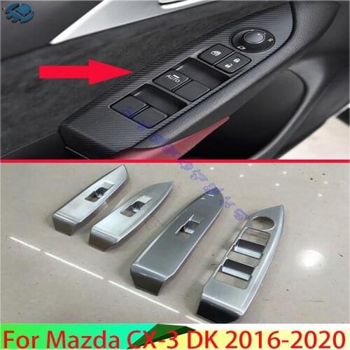 For Mazda CX-3 2016- 2019 ABS Chrome Door Window Armrest Cover Switch Panel Trim Molding Garnish Only fit Right hand drive