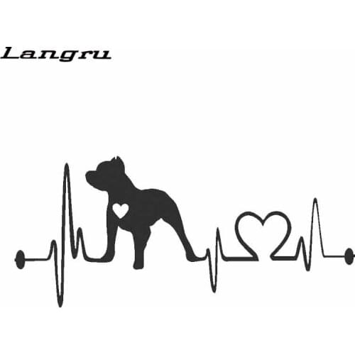 Langru Creative Personality Pitbull Heartbeat Lifeline Car Decoration Vinyl Decal Jdm