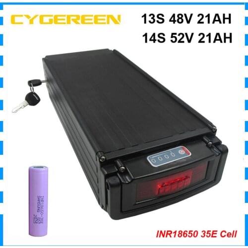 48V 25AH lithium battery Pack 48 Volt 21AH rear rack ebike bateria akku INR18650 35E cell with tail light 5A Charger