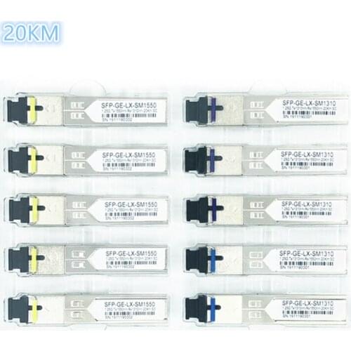 SC SFP glasvezel module 1.25G SC 20KM 1310/1550nm Single Fiber SFP Optische Transceiver Module ONU OLT5 pairs compatibiliteit