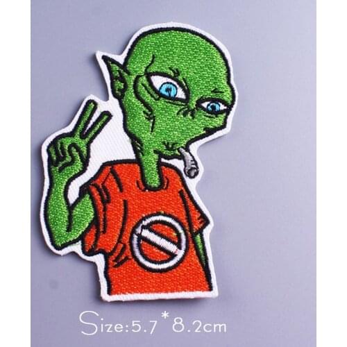 Cartoon Love-shape Patches For Clothing Stripe Alien DIY Embroidery Patches For Clothes Cute Animals Patch For T-shirt Badges
