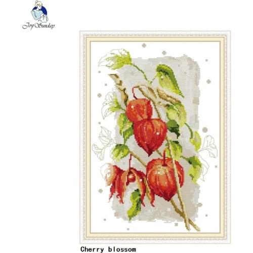 Cherry blossom floral pattern counted cross stitch kit 14ct 11ct Chinese needlework embroidery kit DIY wall decoration crafts