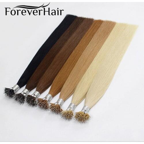 FOREVER HAIR Straight 100% Remy Human Nano Ring Hair Extensions 0.8g/s 16" 18" 20" Platinum Blonde European Micro Beads 50 PCS