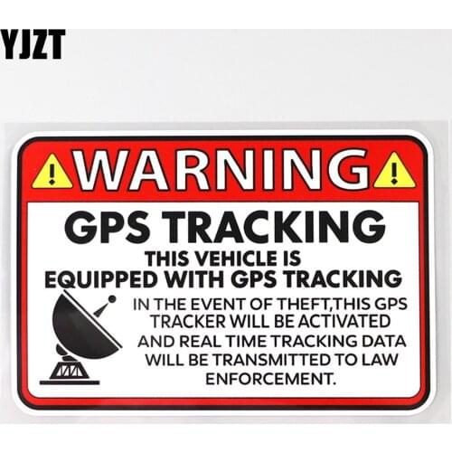 YJZT 14.2CM×9.5CM Vehicle GPS Tracking Warning Law Enforcement Decal PVC Car Sticker 12C-0197