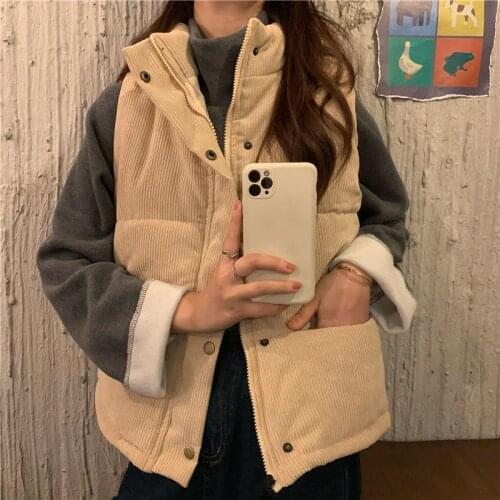 Herstory 2021 New Vest Women Comfortable Autumn Winter Solid Loose Casual Trendy All-match Korean Style Warm Ladies Waistcoats