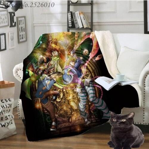 NEW Jojos Bizarre Adventure Blanket 3D Print Anime Adult Fleece Quilt Teens Travel Sofa Keep Warm Child Throw Plush Blankets 02