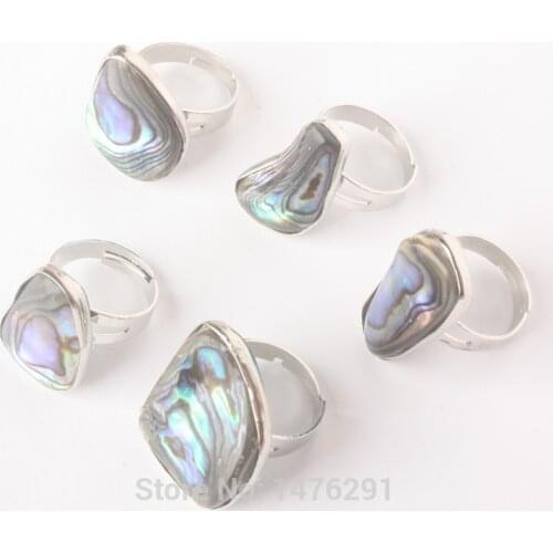 New Stylish Silver Plated Irregular Abalone Shell Resizable Ring Fashion Jewelry Ring 1PCS