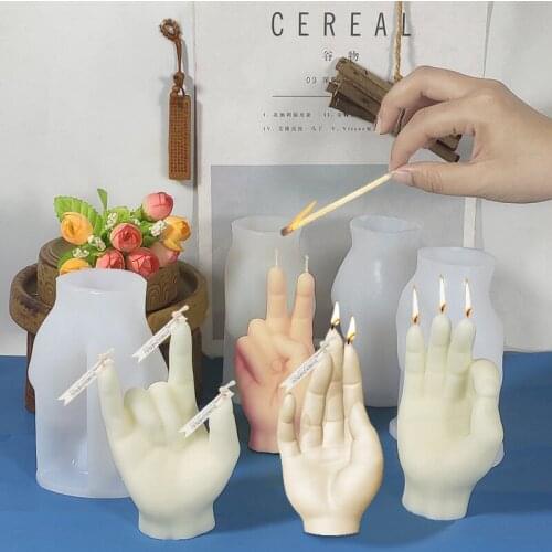 New Silicone Candle Molds Gesture Finger Mould Creative Perfume 3d Candle Making Kit For Candle Making Cake Home Decoration Gift