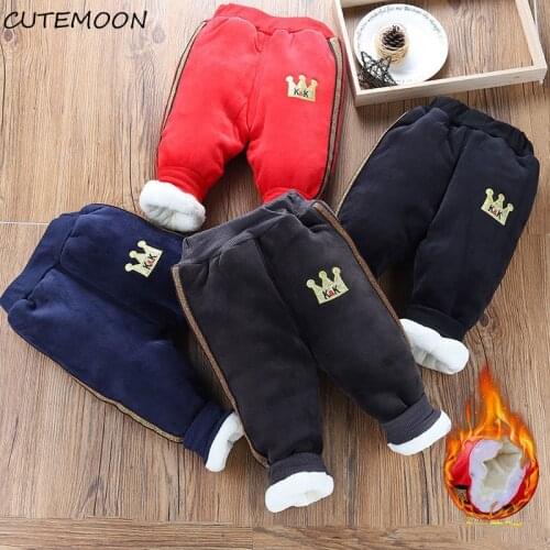New boys Girls Pencil Pants Winter Thick Velvet Pants Stretch Waist Kids Pants Warm Children Trousers Baby Girls Thicken Pants