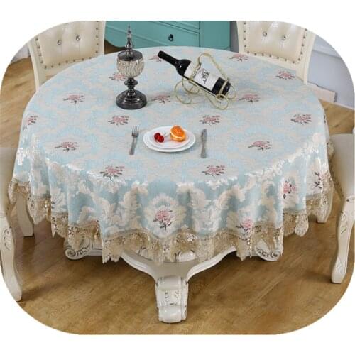 New Round Tablecloth, Embroidered Lace Waterproof And Oil-Proof European Style Coffee Table Cover Party Decoration