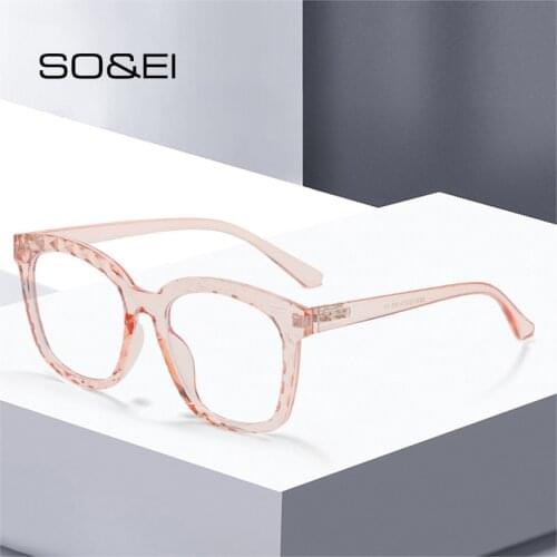 SO&EI Fashion Square Multi-Cut Crystal Women Optical Glasses Frame Clear Anti-Blu-Ray Eyewear Men Spring Hinge Computer Goggles