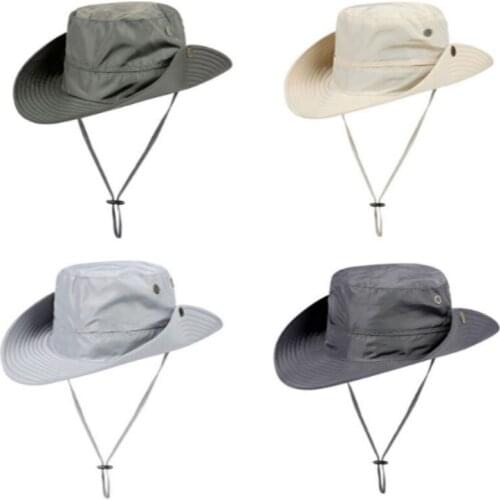 Quick Drying Polyester Bucket Hat For Men Solid Large Brim Fishing Cap Outdoor Sunscreen Beach Panama Camping Hunting Sun Hats